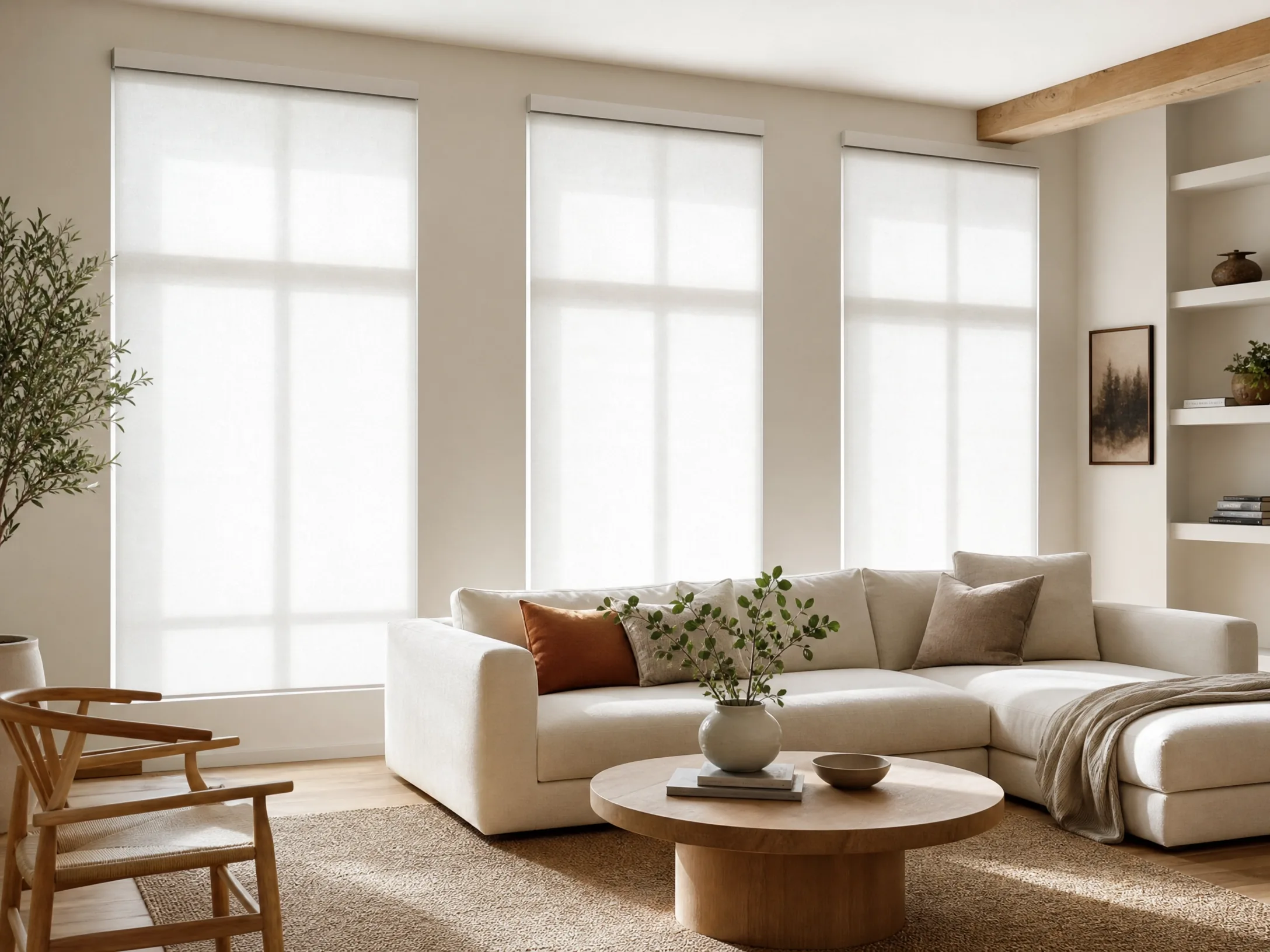 Custom roller shades installed in Raleigh NC home